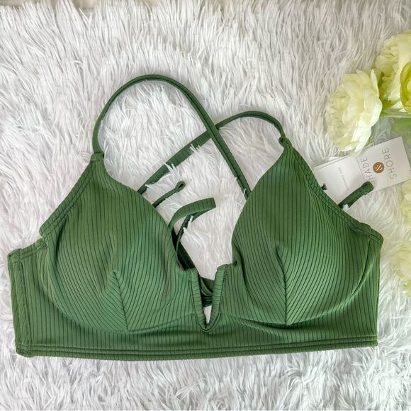 Shade & Shore Other - NWT Shade & Shore Green Bikini Crisscross Top Swimsuit Swimwear Women’s 34B
